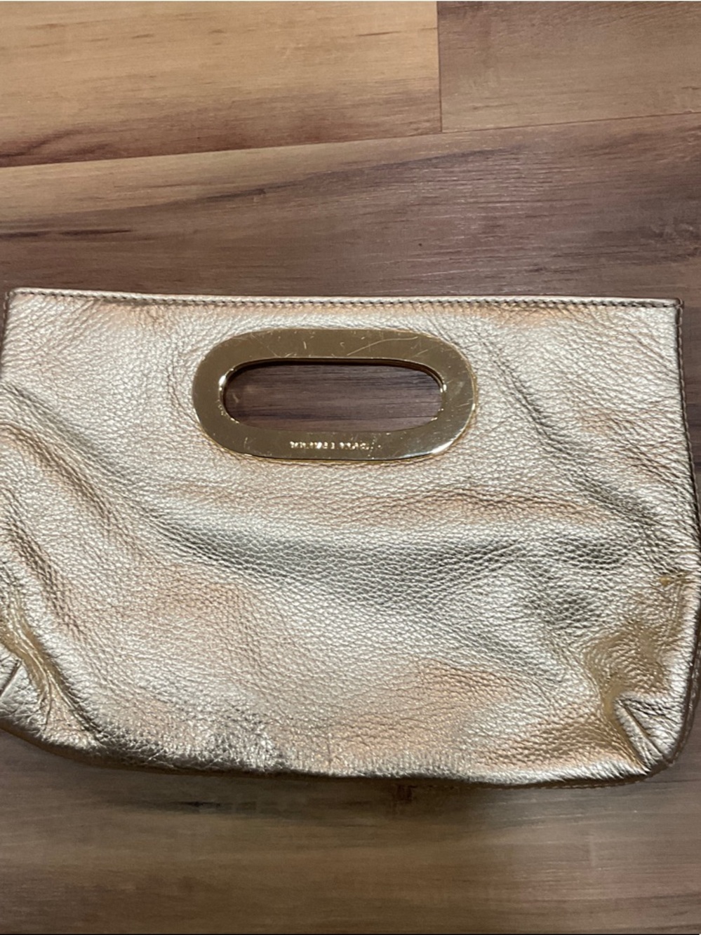 Michael Kors Metallic Gold Leather Clutch with Gold Handle - Picture 2 of 3